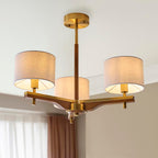 Heathcliff 3 Light Semi flush Oak & Warm Brass