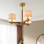 Heathcliff 3 Light Semi flush Oak & Warm Brass