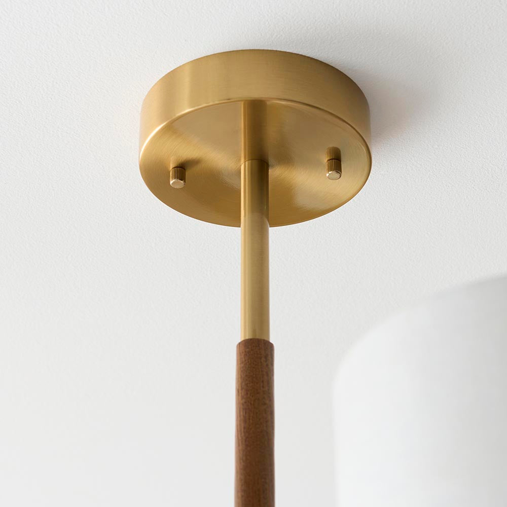 Heathcliff 3 Light Semi flush Oak & Warm Brass