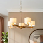 Heathcliff 5 Light Pendant Oak & Warm Brass