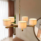 Heathcliff 5 Light Pendant Oak & Warm Brass