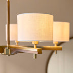Heathcliff 5 Light Pendant Oak & Warm Brass