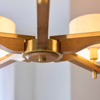 Heathcliff 5 Light Pendant Oak & Warm Brass