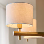 Heathcliff 5 Light Pendant Oak & Warm Brass