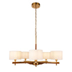 Heathcliff 5 Light Pendant Oak & Warm Brass