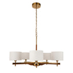 Heathcliff 5 Light Pendant Oak & Warm Brass