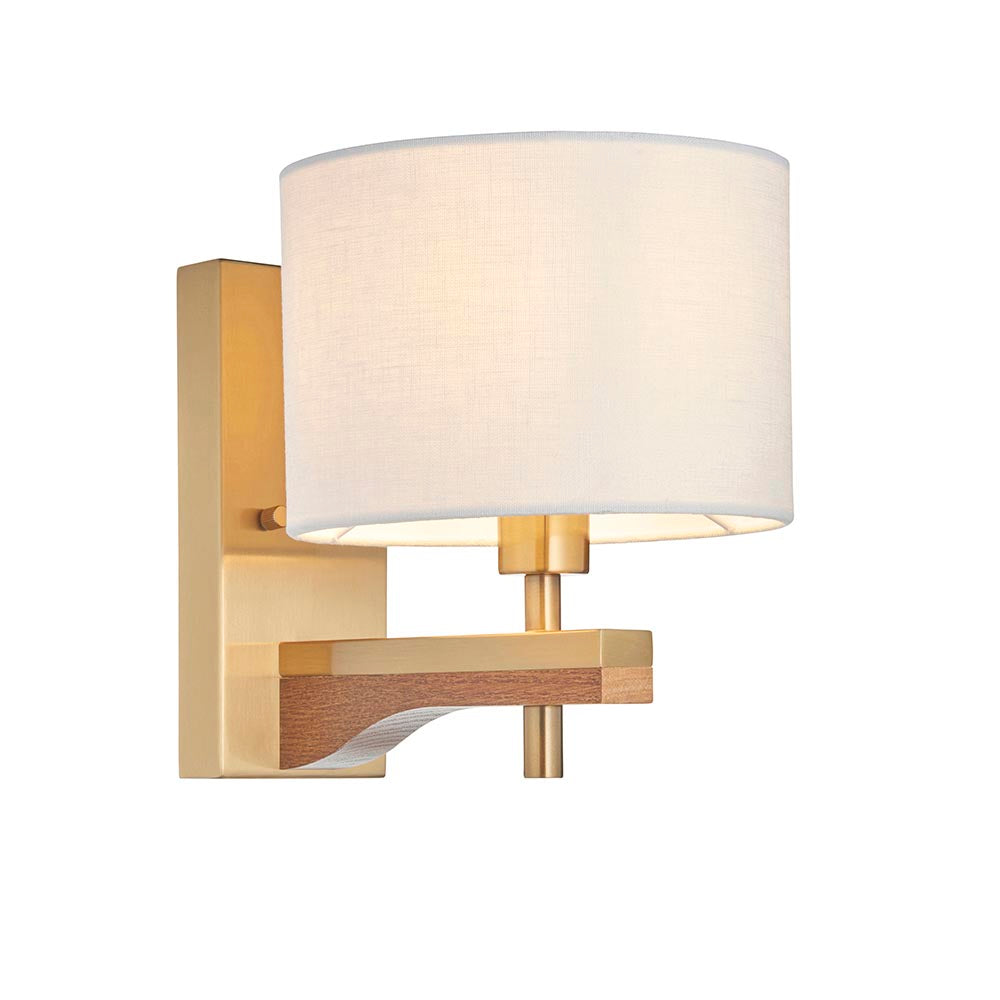 Heathcliff 1lt Oak & Aged Brass Wall Light