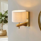Heathcliff 1lt Oak & Aged Brass Wall Light