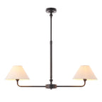 Lille 2lt Linear Pendant tapered shades in natural linen