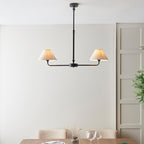 Lille 2lt Linear Pendant tapered shades in natural linen
