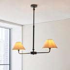 Lille 2lt Linear Pendant tapered shades in natural linen