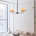Lille 2lt Linear Pendant tapered shades in natural linen