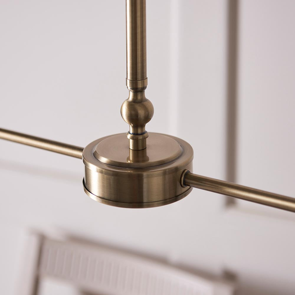 Lille 2lt Linear Pendant tapered shades in natural linen