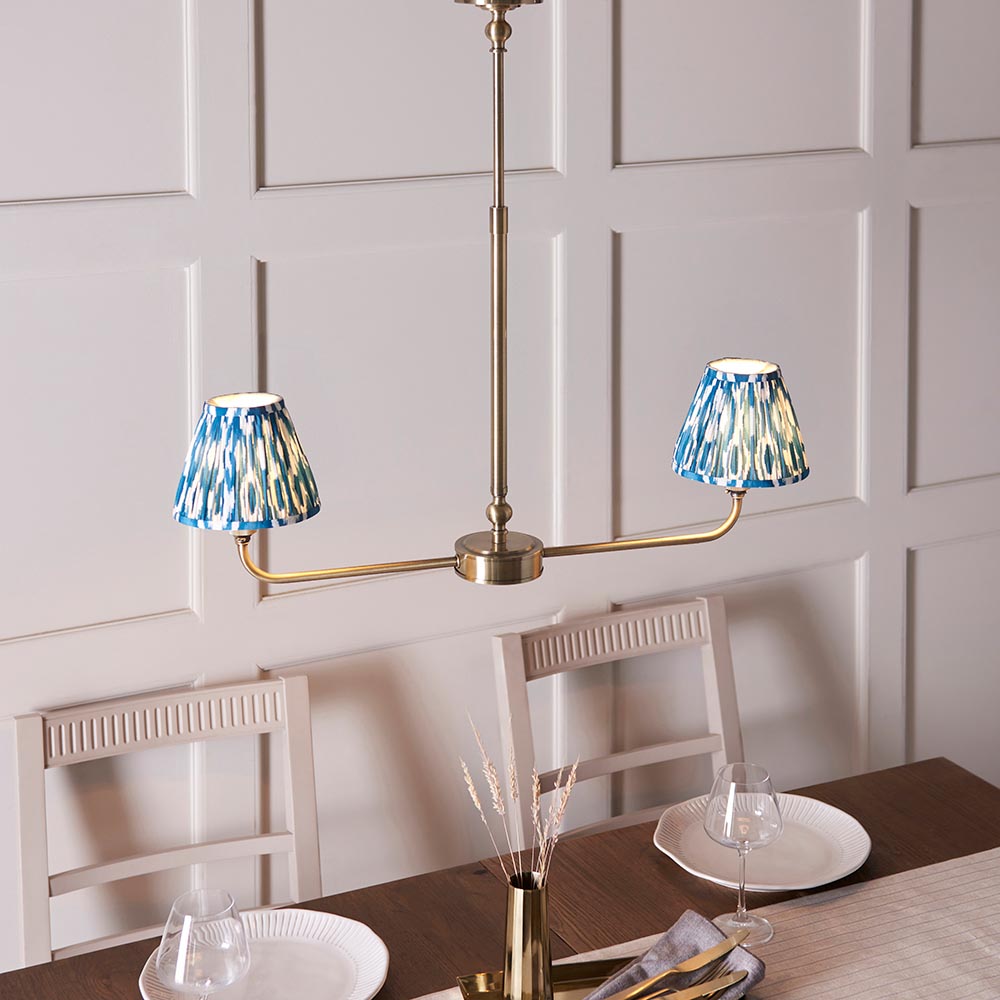 Lille & Ikat 16cm 2lt Linear Pendant Blue Shade