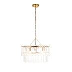 Karine 5 Light Tiered Pendant Aged Brass