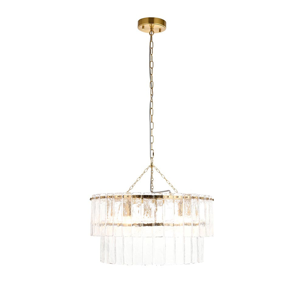 Karine 5 Light Tiered Pendant Aged Brass