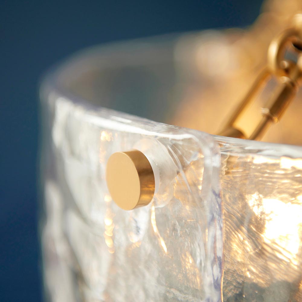 Keller 6lt Pendant Organic Glass Aged Brass