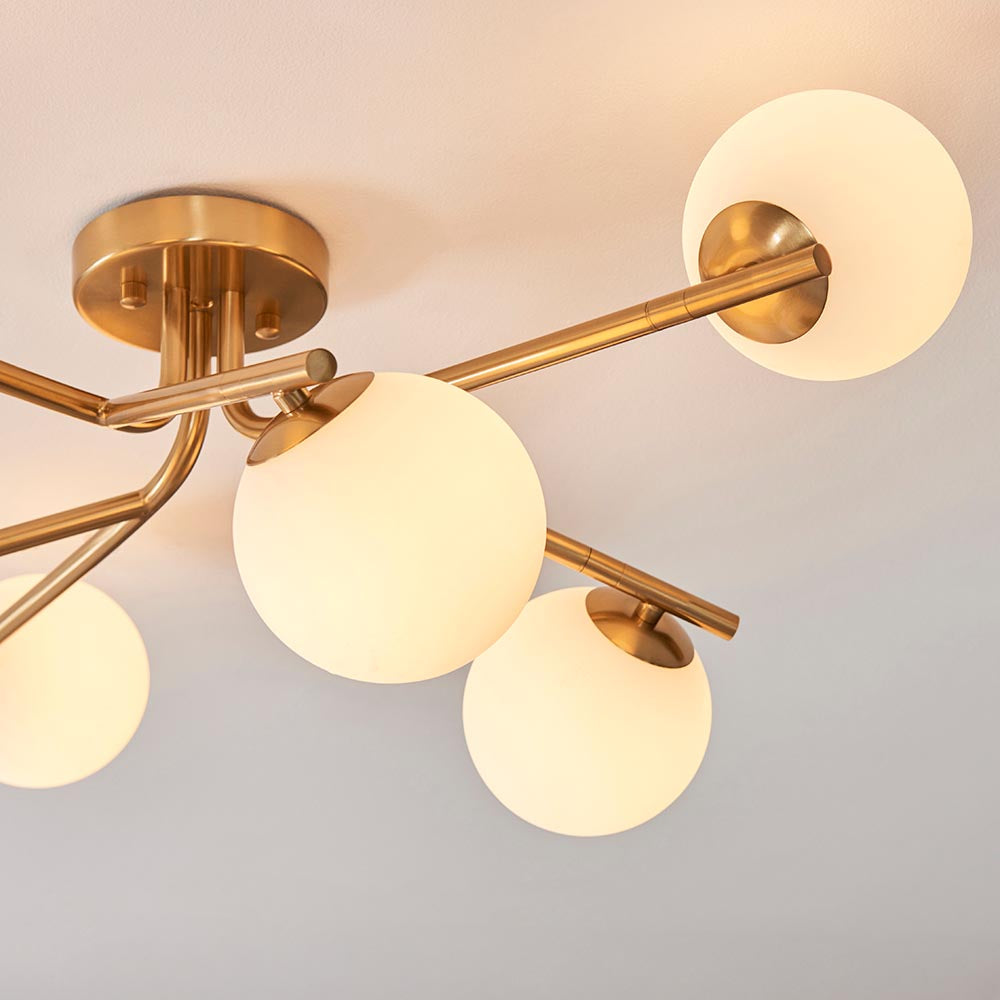 Aaron 6 Light Semi flush Aged Brass