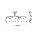Aaron 6 Light Semi flush Aged Brass