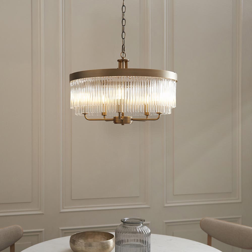 Clermont 5lt Pendant Warm Antique Brass