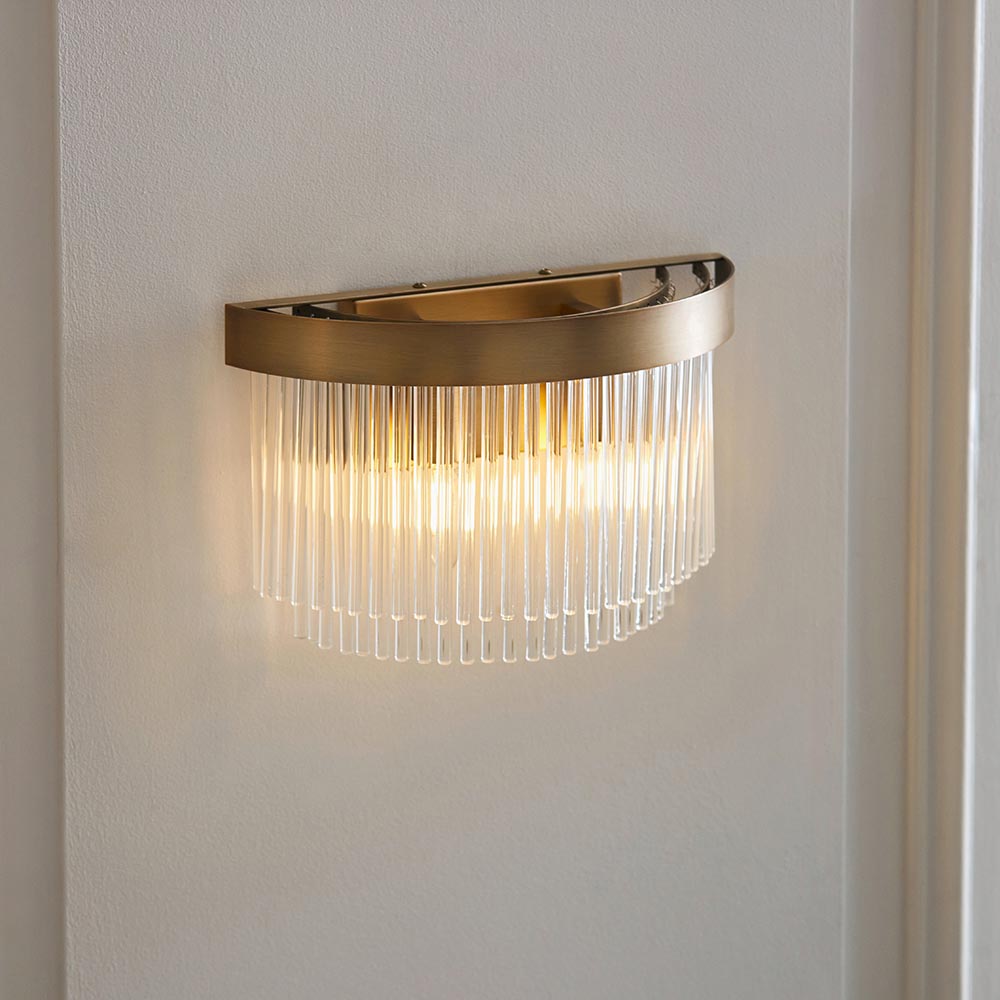 Clermont 2 Light Wall Light Warm Brass