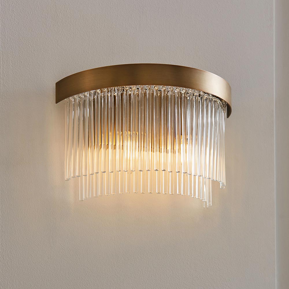 Clermont 2 Light Wall Light Warm Brass
