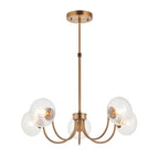 Hague 5 Light Pendant RIbbed Glass & Antique Brass