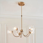 Hague 5 Light Pendant RIbbed Glass & Antique Brass