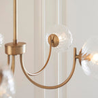 Hague 5 Light Pendant RIbbed Glass & Antique Brass