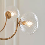 Hague 5 Light Pendant RIbbed Glass & Antique Brass