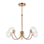 Hague 5 Light Pendant RIbbed Glass & Antique Brass