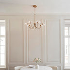 Hague 7 Light Pendant Ribbed Glass & Antique Brass