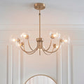 Hague 7 Light Pendant Ribbed Glass & Antique Brass