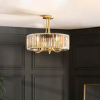 Visconti 3 Light Semi Flush Antique Brass & Glass