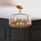 Visconti 3 Light Semi Flush Antique Brass & Glass