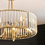 Visconti 3 Light Semi Flush Antique Brass & Glass
