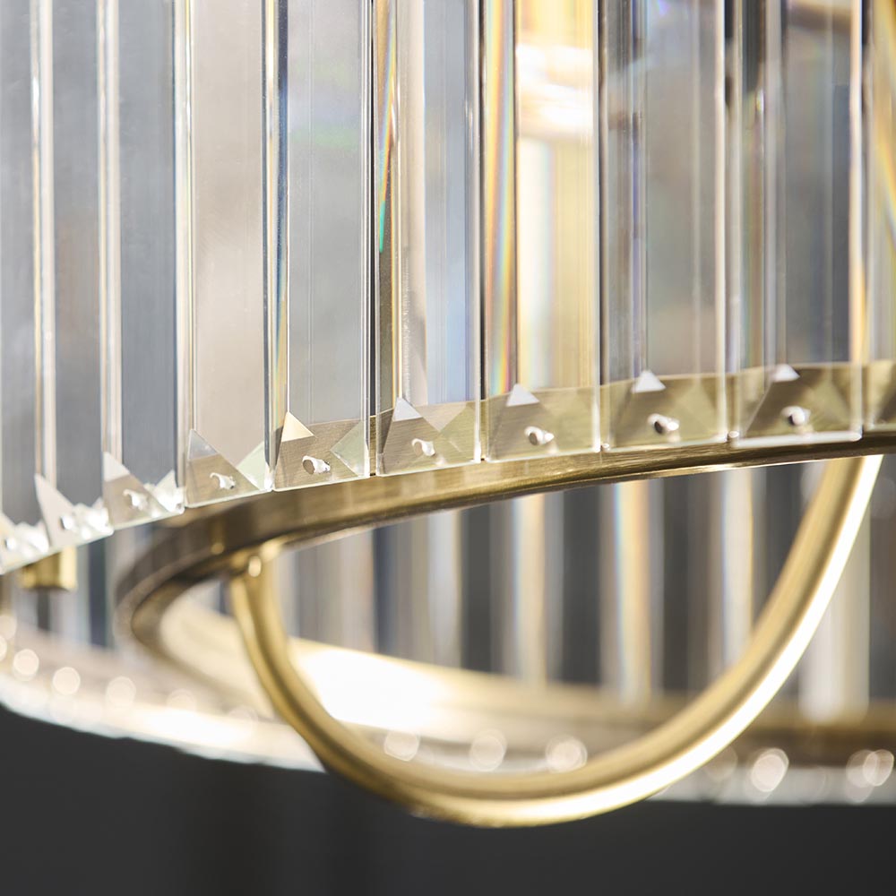 Visconti 3 Light Semi Flush Antique Brass & Glass