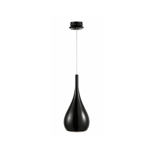 Single gloss black pendant light isolated on white background
