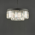 DAR Celeus 6 Light Chandelier Matt Black Crystal 60cm