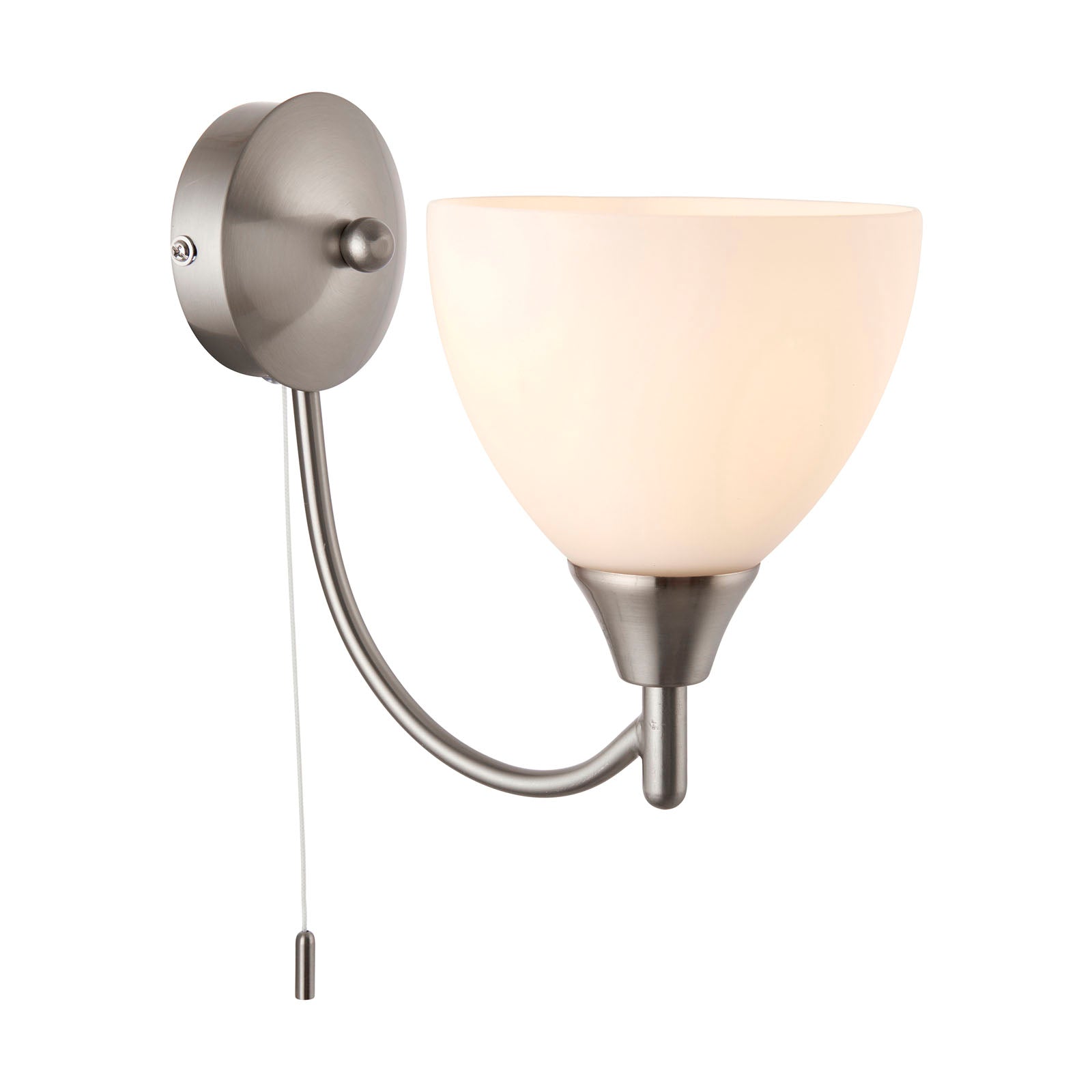 Alton 1-Light Wall Sconce: Satin Chrome & Opal Glass