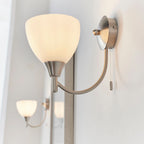 Alton 1-Light Wall Sconce: Satin Chrome & Opal Glass