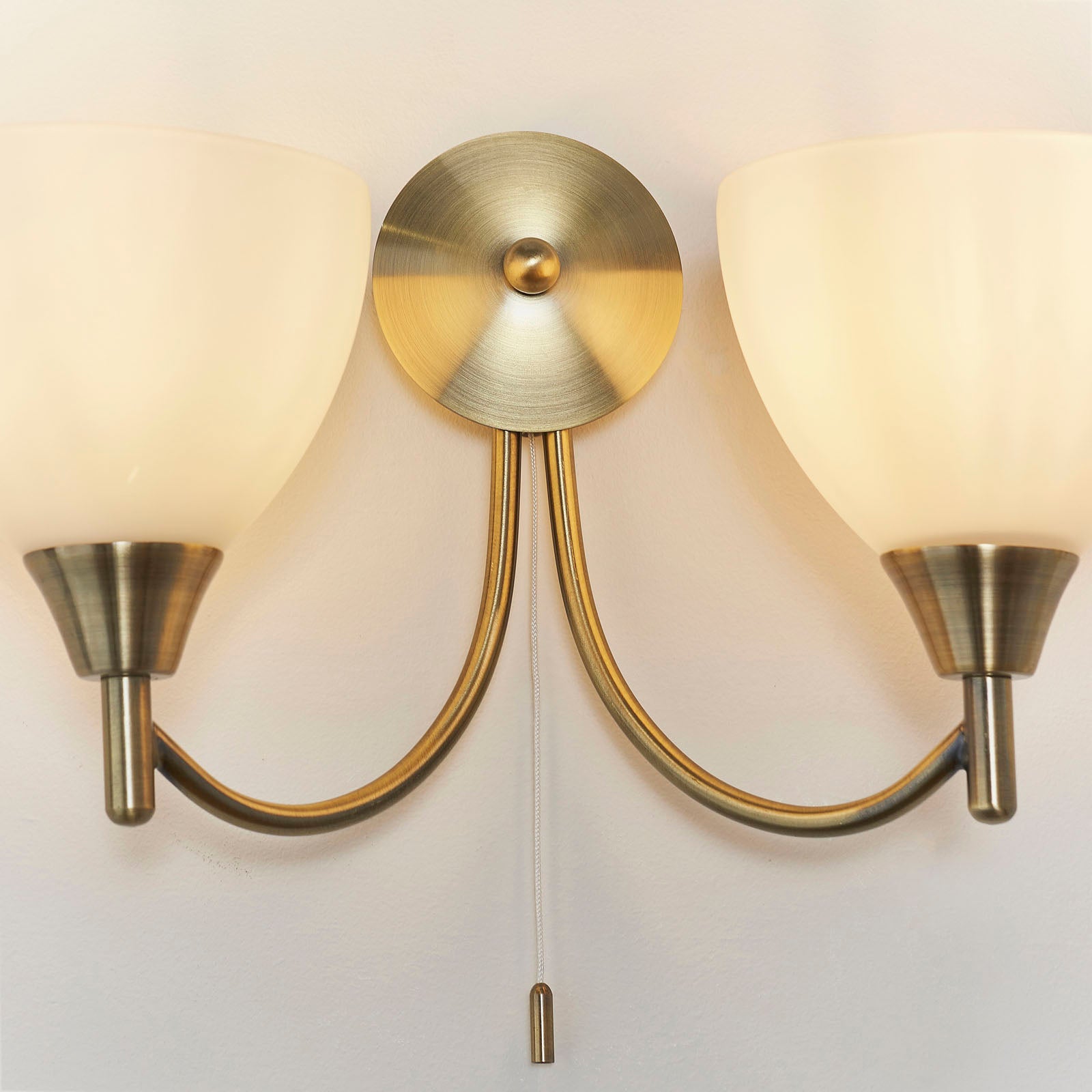 Alton 2-Light Wall Sconce: Antique Brass & Opal Glass