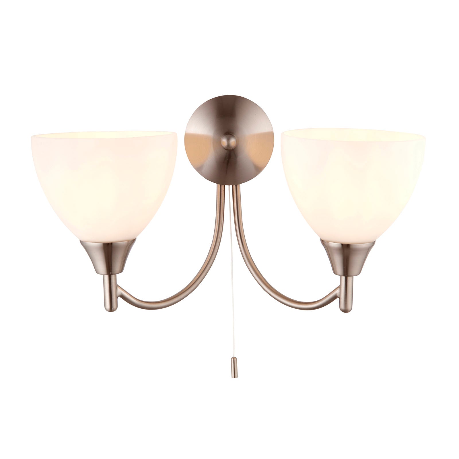 Alton 2-Light Wall Sconce: Satin Chrome & Opal Glass