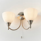 Alton 2-Light Wall Sconce: Satin Chrome & Opal Glass