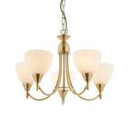 Alton 5-Light Pendant: Convertible (Antique Brass & Glass)