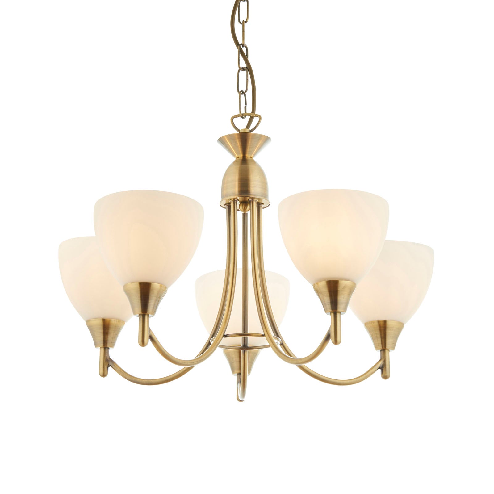 Alton 5-Light Pendant: Convertible (Antique Brass & Glass)