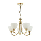 Alton 5-Light Pendant: Convertible (Antique Brass & Glass)