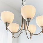 Alton 5-Light Pendant: Convertible (Satin Chrome & Glass)