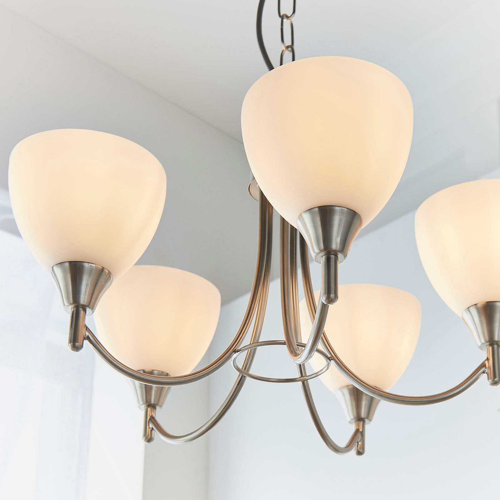 Alton 5-Light Pendant: Convertible (Satin Chrome & Glass)
