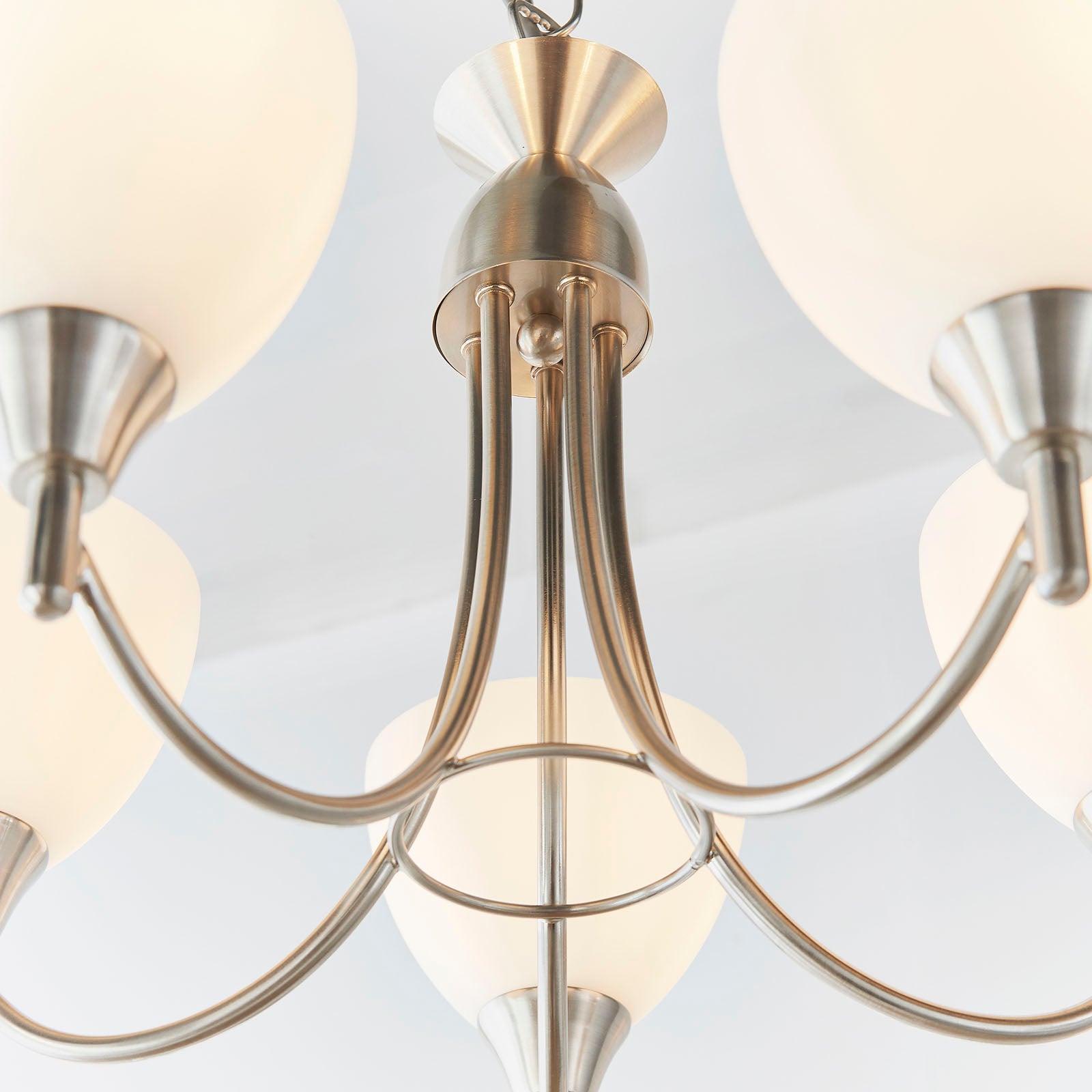 Alton 5-Light Pendant: Convertible (Satin Chrome & Glass)